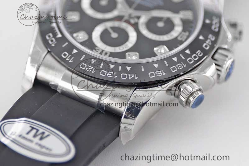 Elegant Daytona 116519 SS TWF 1:1 Best Edition 904L Steel Black Diamonds Dial on Oysterflex Strap A 2413