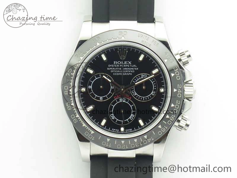 Compact Daytona 116519LN JH Best Black Dial On Rubber Strap A4130 (Free XS Rubber ) 3461
