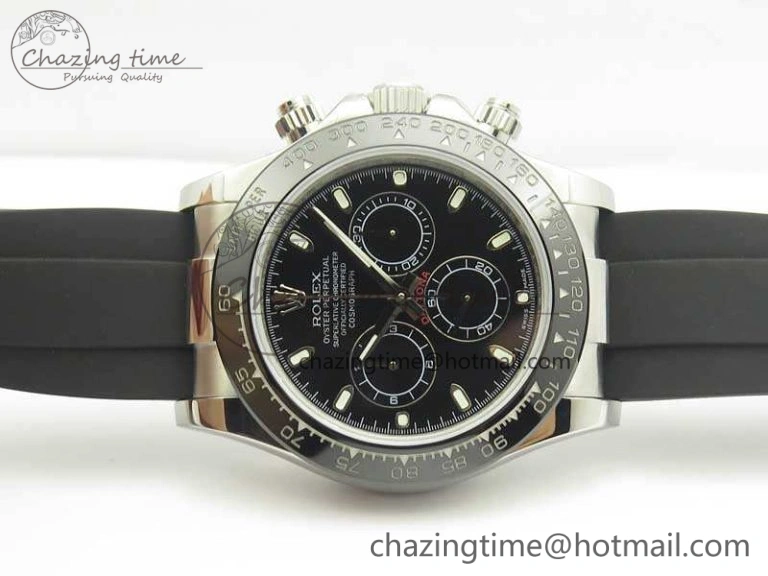 Compact Daytona 116519LN JH Best Black Dial On Rubber Strap A4130 (Free XS Rubber ) 3461