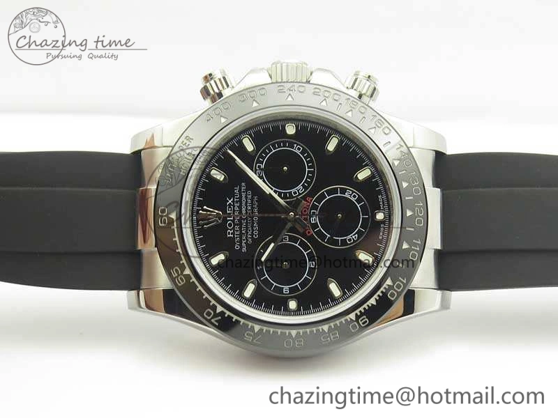Compact Daytona 116519LN JH Best Black Dial On Rubber Strap A4130 (Free XS Rubber ) 3461