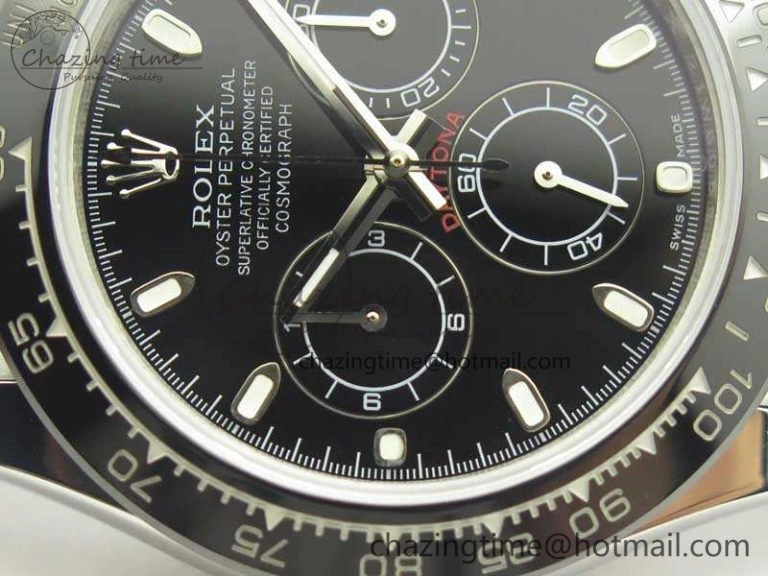 Compact Daytona 116519LN JH Best Black Dial On Rubber Strap A4130 (Free XS Rubber ) 3461