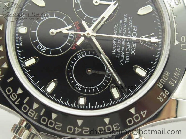 Compact Daytona 116519LN JH Best Black Dial On Rubber Strap A4130 (Free XS Rubber ) 3461