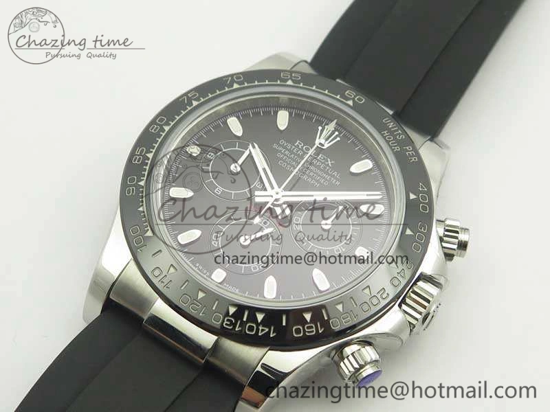 Compact Daytona 116519LN JH Best Black Dial On Rubber Strap A4130 (Free XS Rubber ) 3461