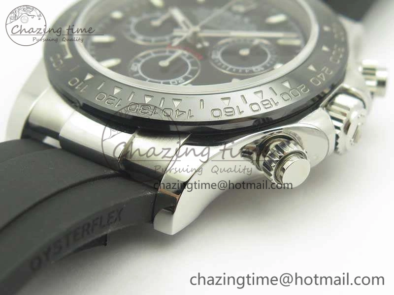 Compact Daytona 116519LN JH Best Black Dial On Rubber Strap A4130 (Free XS Rubber ) 3461