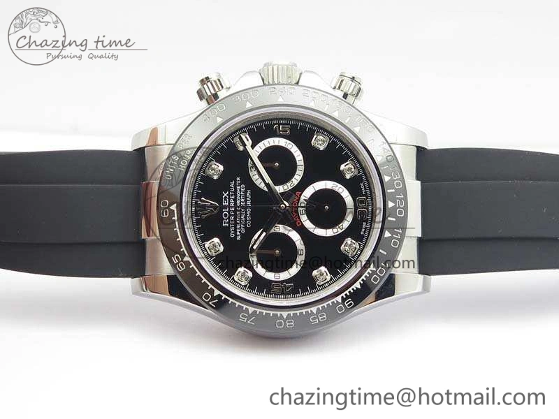 SoftTouch Daytona 116519LN JH Best Edition Black Dial Crystal Markers On Rubber Strap A4130 (Free XS Rubber Strap) 3558