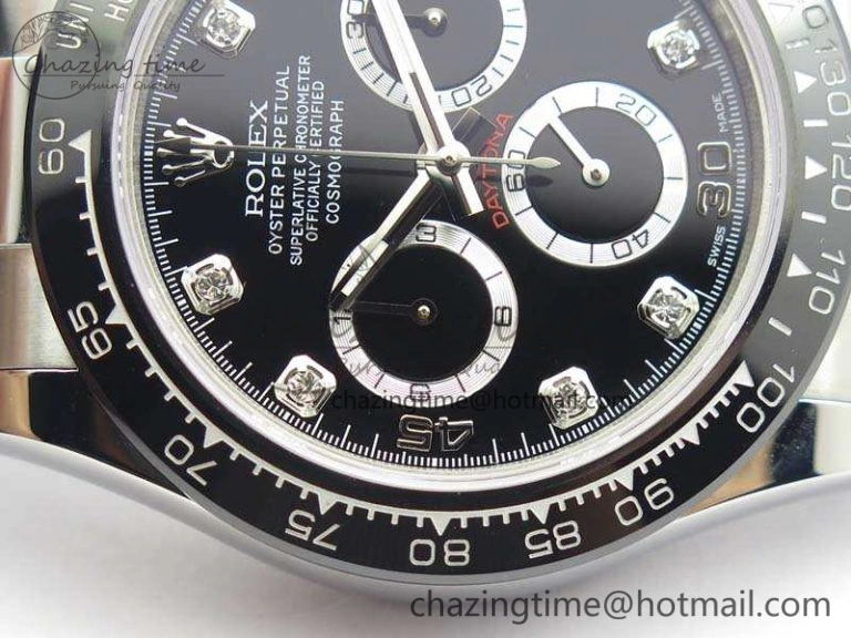 SoftTouch Daytona 116519LN JH Best Edition Black Dial Crystal Markers On Rubber Strap A4130 (Free XS Rubber Strap) 3558