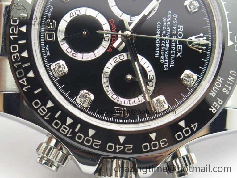 SoftTouch Daytona 116519LN JH Best Edition Black Dial Crystal Markers On Rubber Strap A4130 (Free XS Rubber Strap) 3558