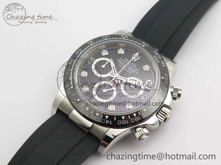 SoftTouch Daytona 116519LN JH Best Edition Black Dial Crystal Markers On Rubber Strap A4130 (Free XS Rubber Strap) 3558