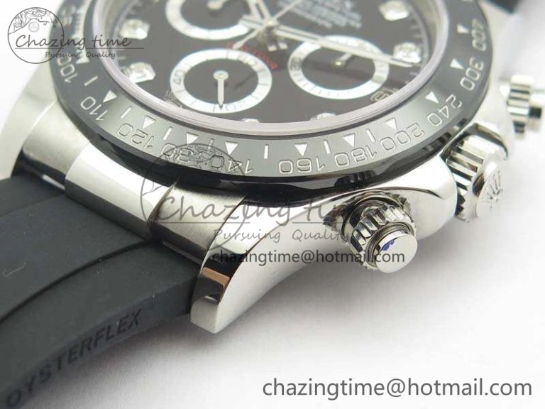 SoftTouch Daytona 116519LN JH Best Edition Black Dial Crystal Markers On Rubber Strap A4130 (Free XS Rubber Strap) 3558