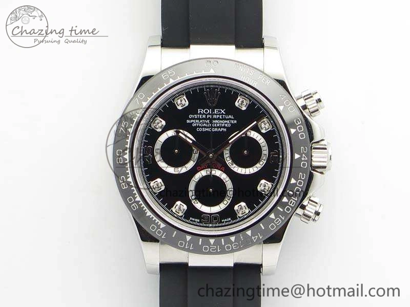 SoftTouch Daytona 116519LN JH Best Edition Black Dial Crystal Markers On Rubber Strap A4130 (Free XS Rubber Strap) 3558
