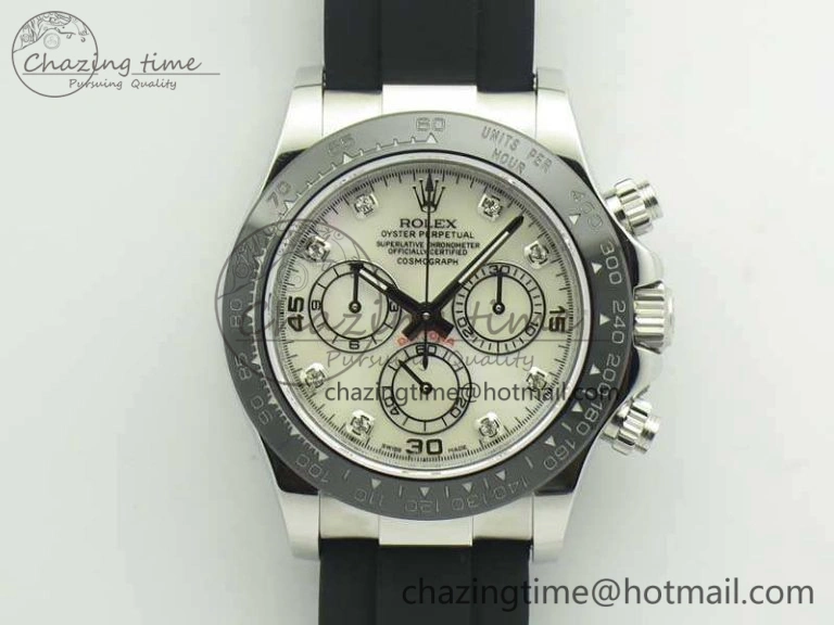 Daytona 116519LN JH Best White MOP Crystal Dial On Rubber Strap A4130 (Free XS Rubber ) FlexibleFit 3462
