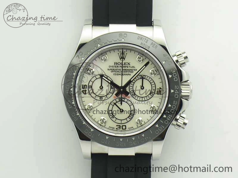Daytona 116519LN JH Best White MOP Crystal Dial On Rubber Strap A4130 (Free XS Rubber ) FlexibleFit 3462