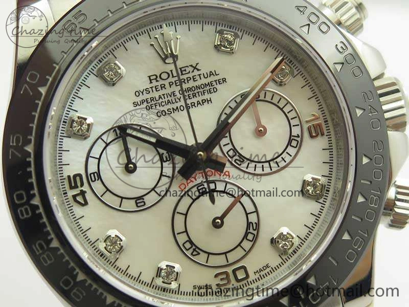 Daytona 116519LN JH Best White MOP Crystal Dial On Rubber Strap A4130 (Free XS Rubber ) FlexibleFit 3462