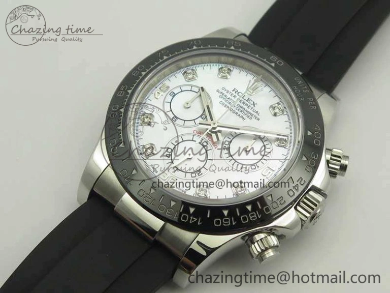 Daytona 116519LN JH Best White MOP Crystal Dial On Rubber Strap A4130 (Free XS Rubber ) FlexibleFit 3462