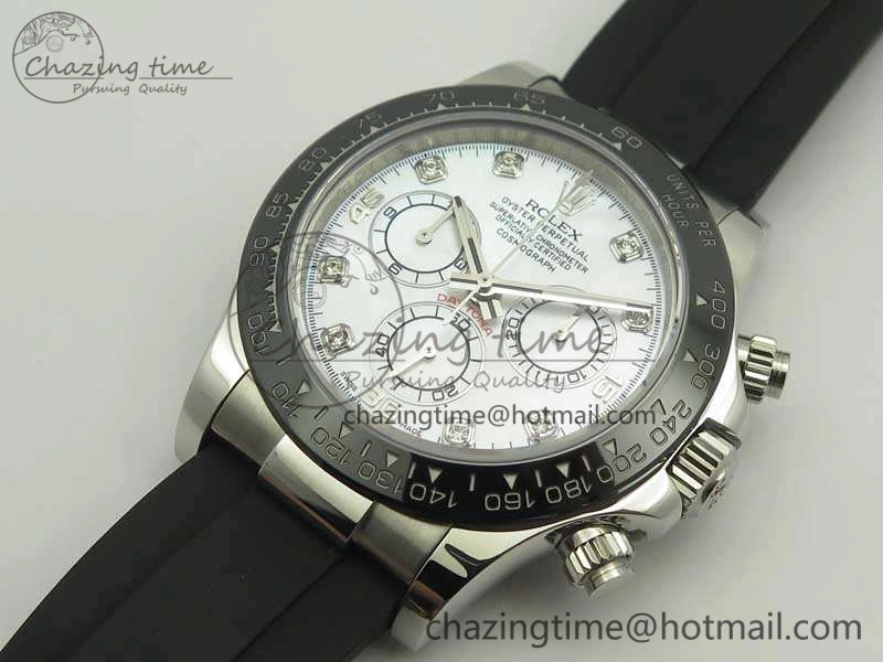 Daytona 116519LN JH Best White MOP Crystal Dial On Rubber Strap A4130 (Free XS Rubber ) FlexibleFit 3462