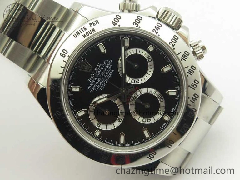 Daytona 116520 ARF 1:1 Best Edition 904L SS Case and Bracelet Black Dial A4130 Super Clone V FreshLook 3418
