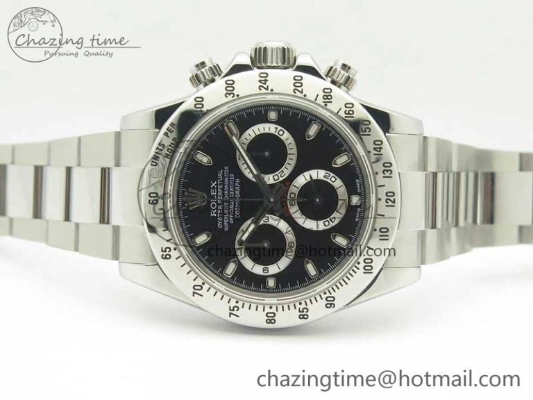 Daytona 116520 ARF 1:1 Best Edition 904L SS Case and Bracelet Black Dial A4130 Super Clone V FreshLook 3418