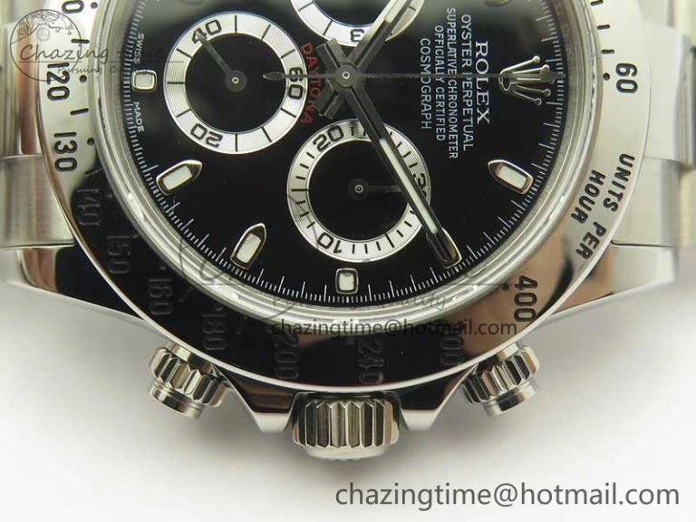 Daytona 116520 ARF 1:1 Best Edition 904L SS Case and Bracelet Black Dial A4130 Super Clone V FreshLook 3418