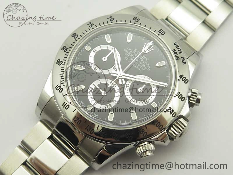 Daytona 116520 ARF 1:1 Best Edition 904L SS Case and Bracelet Black Dial A4130 Super Clone V FreshLook 3418