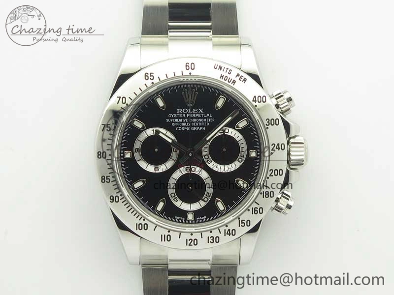 Daytona 116520 ARF 1:1 Best Edition 904L SS Case and Bracelet Black Dial A4130 Super Clone V FreshLook 3418