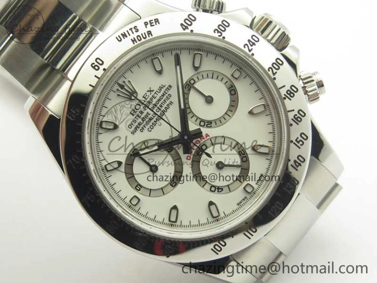 Daytona 116520 ARF 1:1 Best Edition 904L SS Case and Bracelet White Dial A4130 Super Clone V Functional 3419