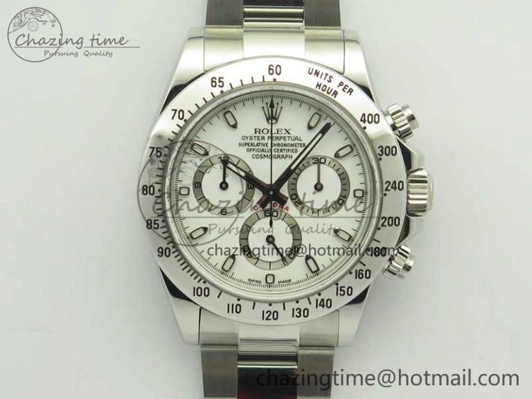 Daytona 116520 ARF 1:1 Best Edition 904L SS Case and Bracelet White Dial A4130 Super Clone V Functional 3419
