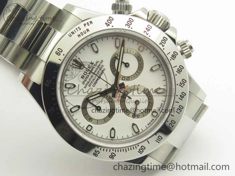 Lightweight Daytona 116520 Noob 1:1 Best Edition 904L SS Case and Bracelet White Dial SA 3397