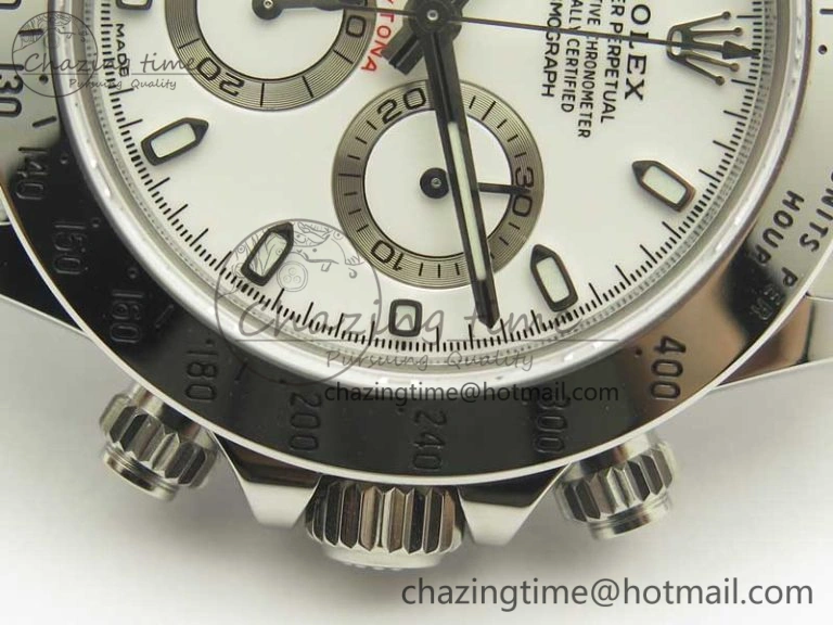 Lightweight Daytona 116520 Noob 1:1 Best Edition 904L SS Case and Bracelet White Dial SA 3397
