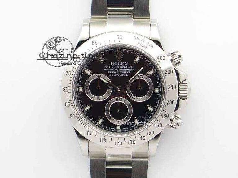 Daytona 116520 Noob Best Edition Black Dial On SS Bracelet A2824 (Same Thickness as Genuine) Original 3827