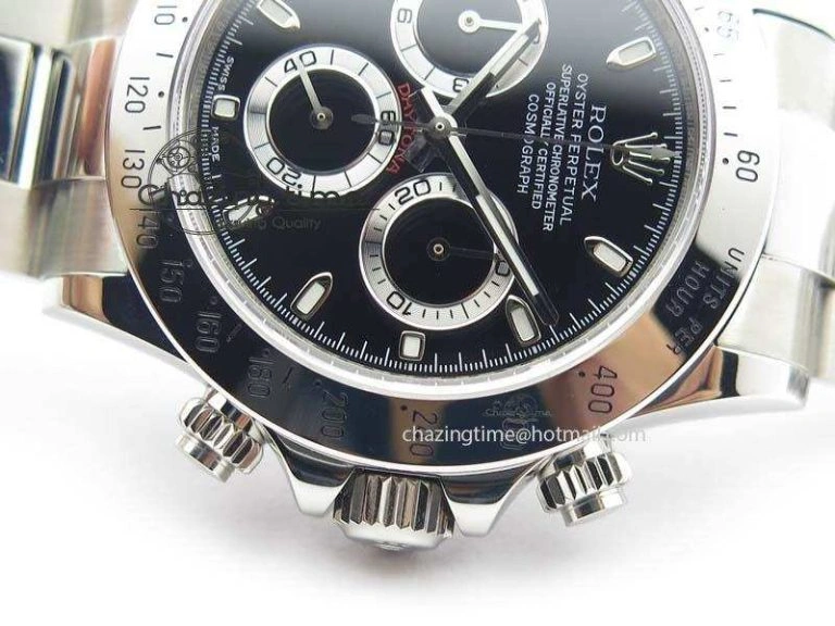 Daytona 116520 Noob Best Edition Black Dial On SS Bracelet A2824 (Same Thickness as Genuine) Original 3827