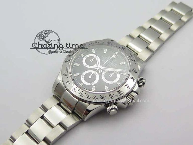 Daytona 116520 Noob Best Edition Black Dial On SS Bracelet A2824 (Same Thickness as Genuine) Original 3827