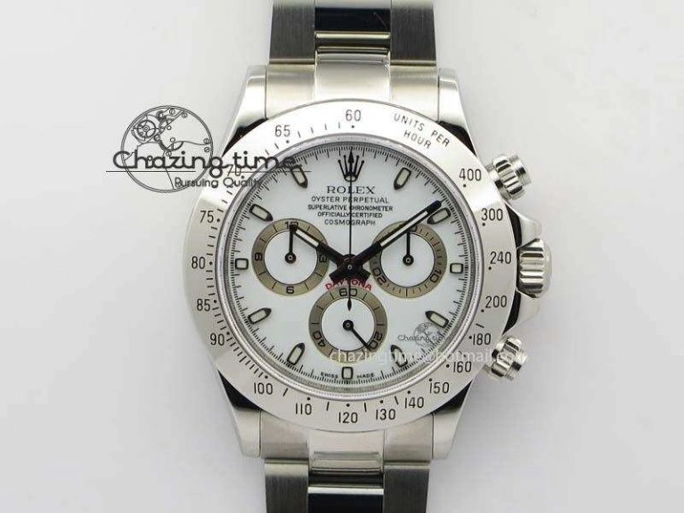 Compact Daytona 116520 Noob Best Edition White Dial On SS Bracelet A2824 (Same Thickness as Genuine) 3828