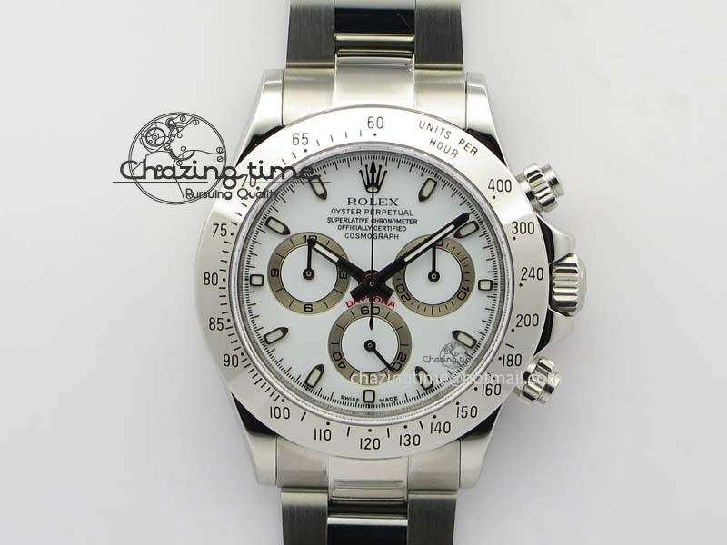 Compact Daytona 116520 Noob Best Edition White Dial On SS Bracelet A2824 (Same Thickness as Genuine) 3828