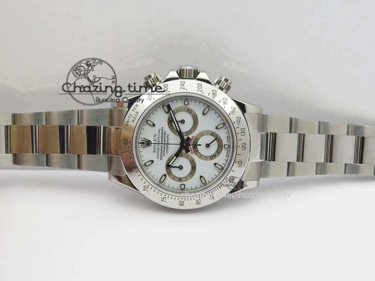 Compact Daytona 116520 Noob Best Edition White Dial On SS Bracelet A2824 (Same Thickness as Genuine) 3828
