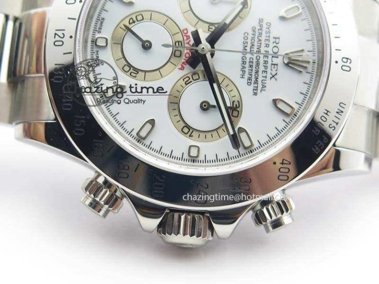 Compact Daytona 116520 Noob Best Edition White Dial On SS Bracelet A2824 (Same Thickness as Genuine) 3828