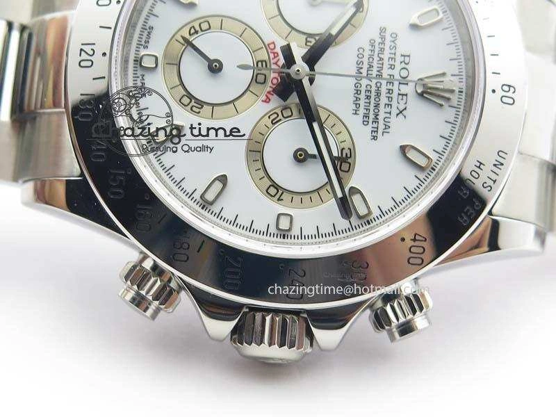 Compact Daytona 116520 Noob Best Edition White Dial On SS Bracelet A2824 (Same Thickness as Genuine) 3828