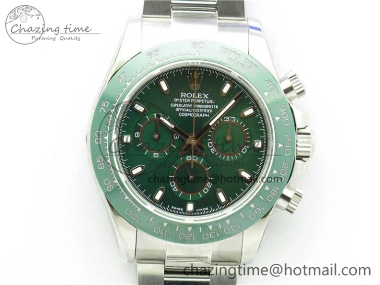 Daytona 116520 Real Ceramic Bezel SS UBF Best Edition Green Stick Markers Dial on SS Bracelet A Durable 2945