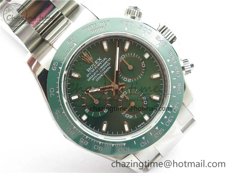 Daytona 116520 Real Ceramic Bezel SS UBF Best Edition Green Stick Markers Dial on SS Bracelet A Durable 2945