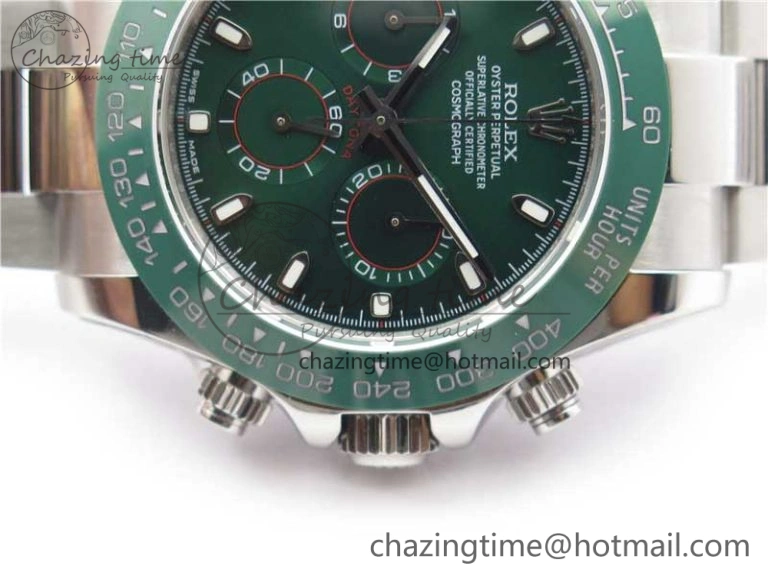 Daytona 116520 Real Ceramic Bezel SS UBF Best Edition Green Stick Markers Dial on SS Bracelet A Durable 2945