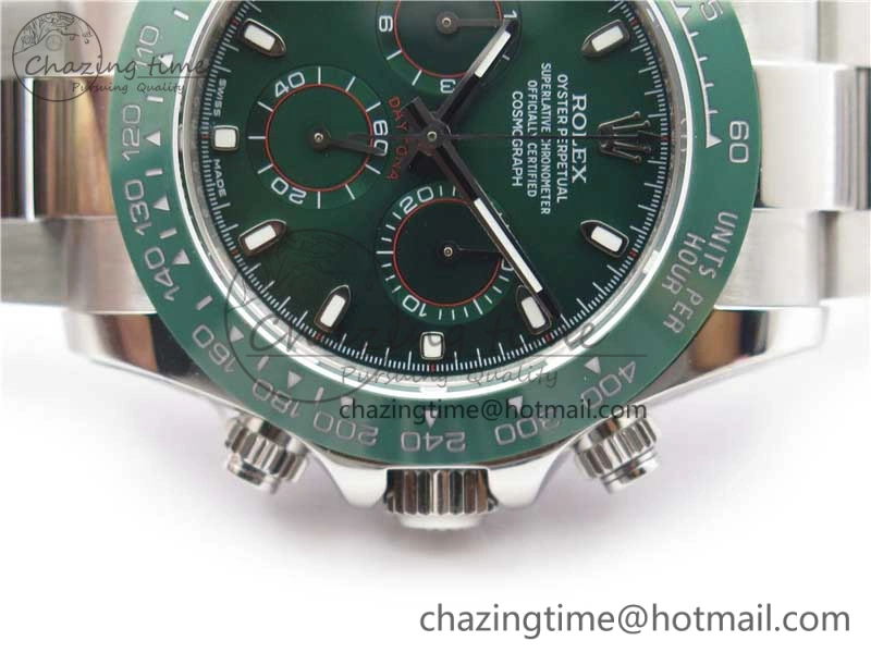 Daytona 116520 Real Ceramic Bezel SS UBF Best Edition Green Stick Markers Dial on SS Bracelet A Durable 2945