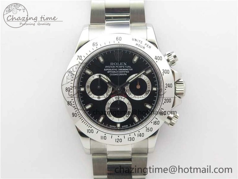 Daytona 116520 SS Noob 1:1 Best Edition Black Stick Dial On SS Bracelet A RelaxedFit 2984