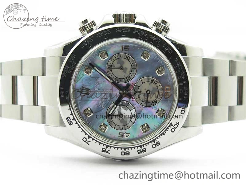 Vibrant Daytona 116520 SS UBF Best Edition Ice Blue MOP Crystal Markers Dial on SS Bracelet A 2938