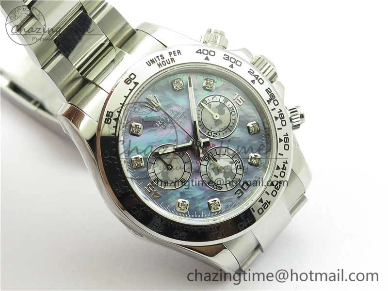 Vibrant Daytona 116520 SS UBF Best Edition Ice Blue MOP Crystal Markers Dial on SS Bracelet A 2938