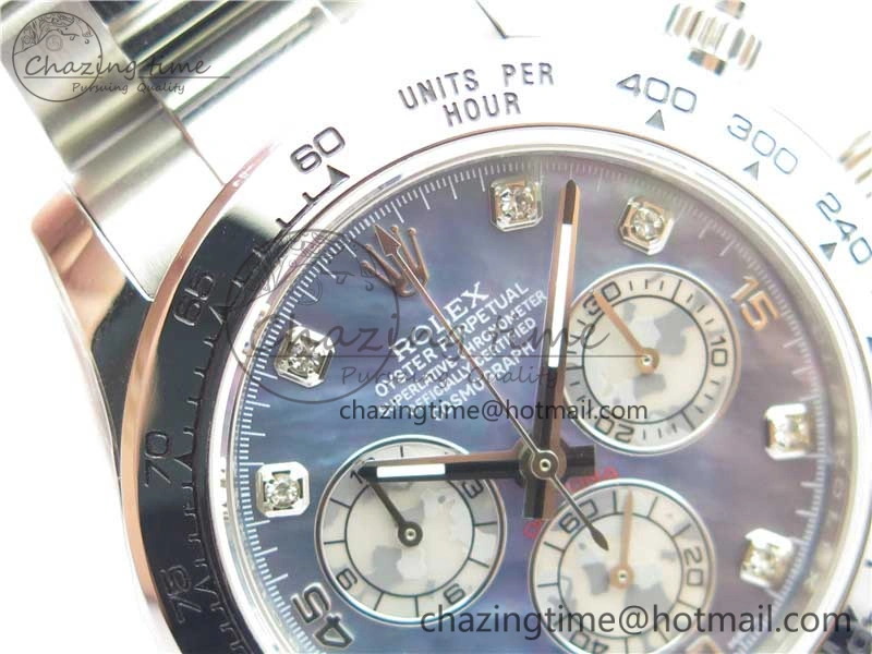 Vibrant Daytona 116520 SS UBF Best Edition Ice Blue MOP Crystal Markers Dial on SS Bracelet A 2938