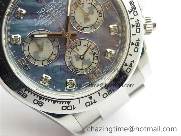 Vibrant Daytona 116520 SS UBF Best Edition Ice Blue MOP Crystal Markers Dial on SS Bracelet A 2938