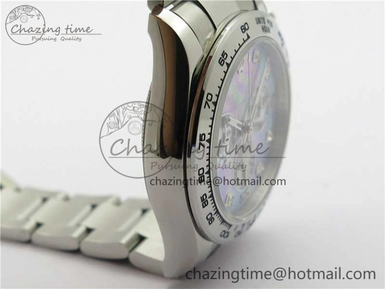 Vibrant Daytona 116520 SS UBF Best Edition Ice Blue MOP Crystal Markers Dial on SS Bracelet A 2938