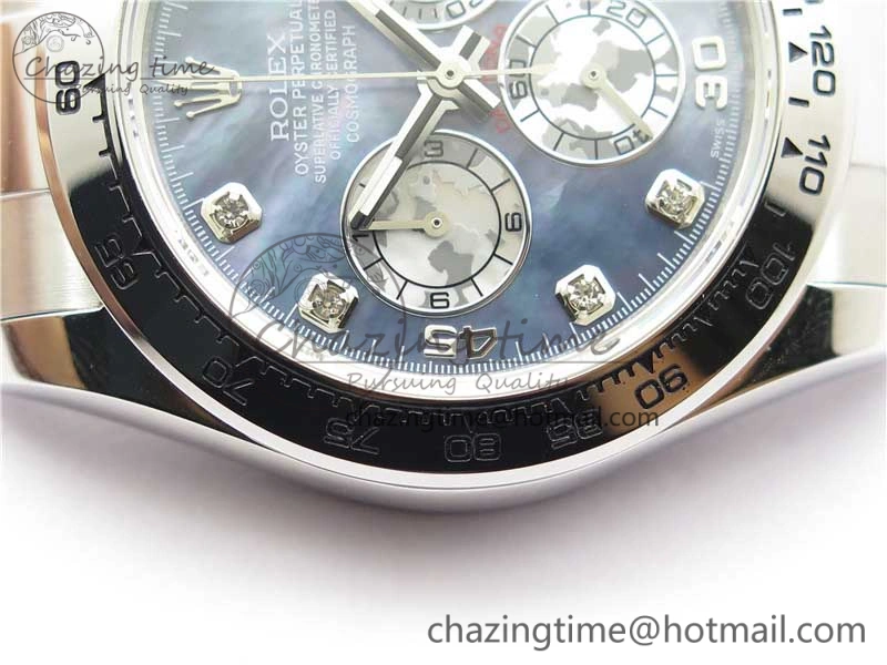 Vibrant Daytona 116520 SS UBF Best Edition Ice Blue MOP Crystal Markers Dial on SS Bracelet A 2938