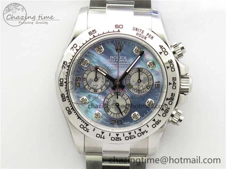 Vibrant Daytona 116520 SS UBF Best Edition Ice Blue MOP Crystal Markers Dial on SS Bracelet A 2938