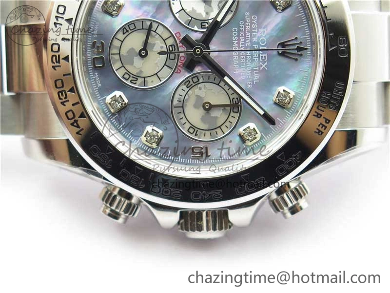 Vibrant Daytona 116520 SS UBF Best Edition Ice Blue MOP Crystal Markers Dial on SS Bracelet A 2938