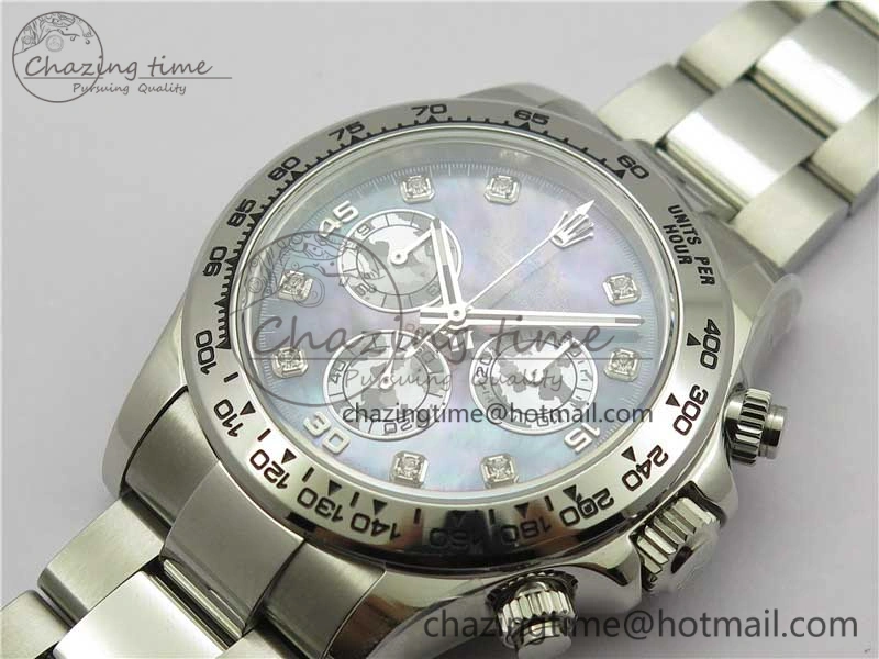 Vibrant Daytona 116520 SS UBF Best Edition Ice Blue MOP Crystal Markers Dial on SS Bracelet A 2938